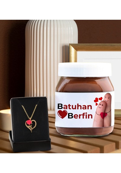 Bk Gift Sevgiliye Özel Aşk Çiçeği Kalp Kolye Ve Nutella 400gr. Hediye Seti, Sevgililer Günü Hediye, Doğum Günü Hediyesi, Sevgiliye Hediye-7