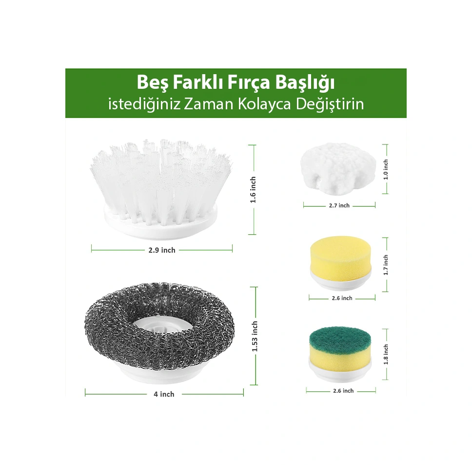 Ally Magic Brush 5in1 Fırça Başlıklı Şarjlı Temizleme Fırçası Banyo/fayans/zemin Temizleyici