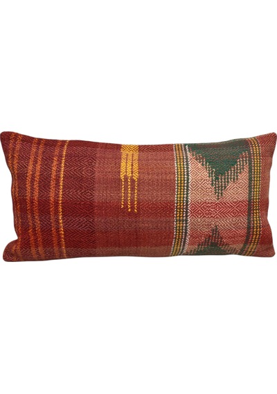 Zehra Abla Halı Yeni El Dokuma Dekoratif Lumbar Kilim Kırlent Yastık Kılıfı 6613 Çok Renkli