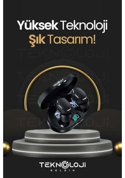 E6s Dots Bluetooth Kablosuz Kulaklık, Çift Mikrofon, Hd Ses, Extra Bass, Powerbank Kutu, Siyah