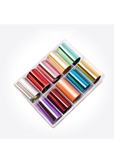 10lu Tırnak Süsleme Folyosu Parlak Düz Renkler Nail Art Transfer Folyo Wnf-103