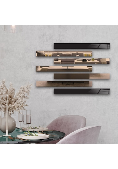 Decorita Dekor Camı | Düz Renk Siyah Cam ve Bronz Ayna 7'li Takım