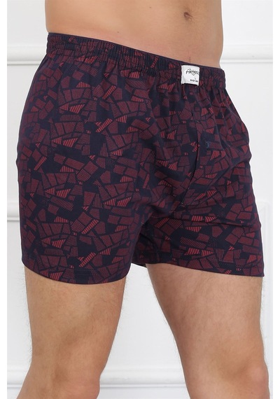 İbrahim Burak Etiler Collection Moda Çizgi Erkek Penye Boxer 40091 Bordo - Lacivert