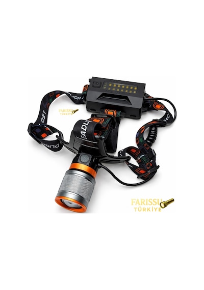 Gold Silver Gs-15500 Ultra Güçlü 4000 Lümen Zoomlu Kafa Lambası Yedek Pilli Profesyonel Set Siyah