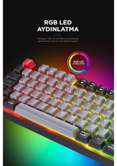Yoru Tkl Type-c Outemu Rgb Red Swich Mekanik Oyuncu Klavyesi- Gri/siyah