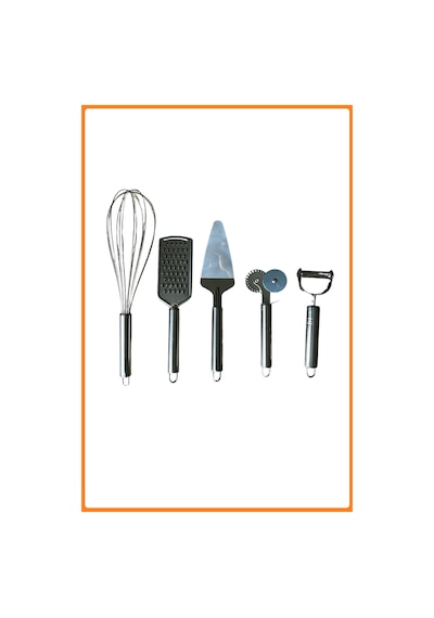 Beşli Mutfak Seti, Çırpıcı, Spatula, Soyacak, Pizza Kesici, Rende
