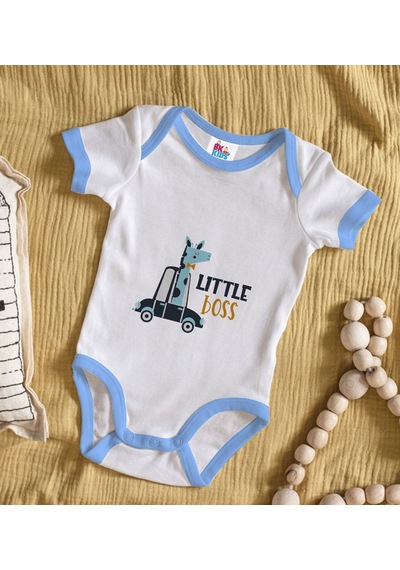 Bk Gift Bk Kids Little Boss Tasarımlı Mavi Bebek Body Zıbın-1 Çok Renkli
