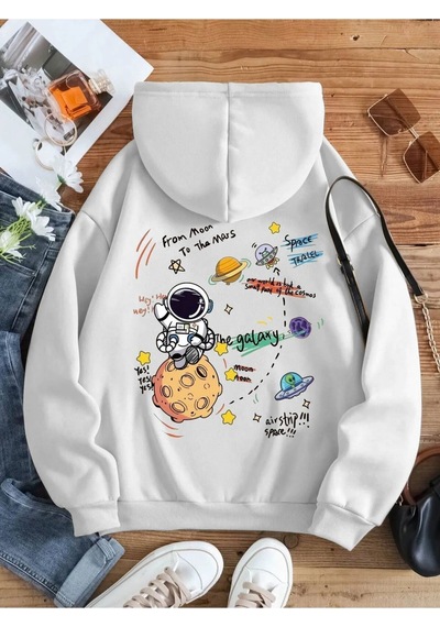Altamira Kadın Galaxy Sırt Baskılı Oversize Sweatshirt 001