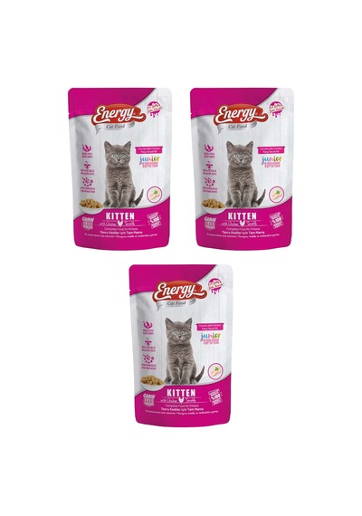 Energy Tavuklu Yavru Yaş Pouch Kedi Maması 3 x 85 G