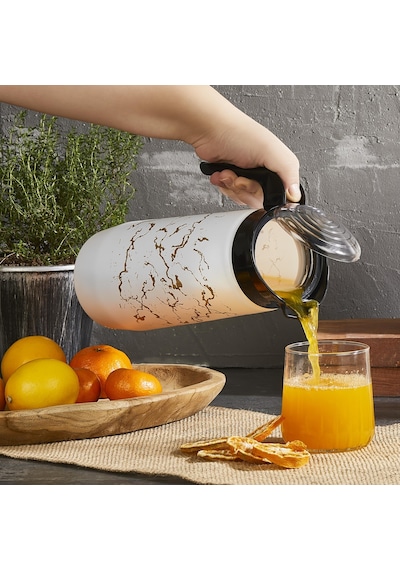Selka Home Beyaz Mermer Desen Cam Sürahi 1500 Ml
