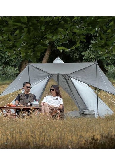 Wildland Ön Tenteli 2 Kapılı Mini Tipi 4 Kişilik Çadır Kamp Çadırı Gri