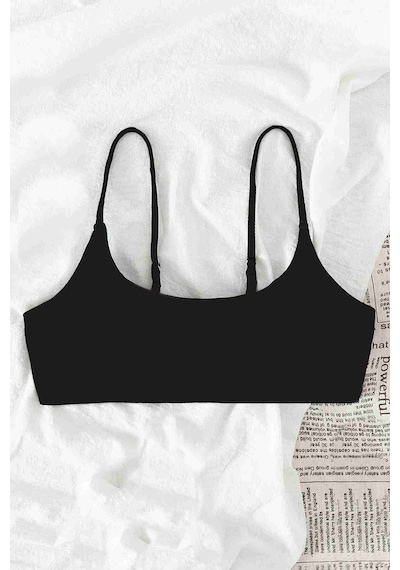 Angelsin Ayarlanabilir Askılı Şık Tasarım Bikini Üstü Siyah 001