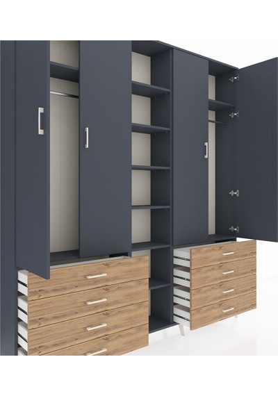 Arges Dolap 10 Raflı 8 Çekmeceli 2 Askılı 220x30x243 Antrasit-antrasit/çam Antrasıt/atlas Çam Arges Dolap 10 Raflı 8 Çekmeceli 2 Askılı 220x30x243 Antrasit-antrasit/çam Antrasıt/atlas Çam