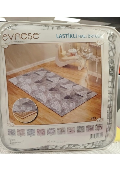 Evneşe 6m2 Lastikli Halı Örtüsü Desenli S89 Gri