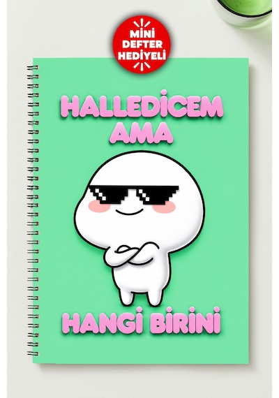 Halledecem Ama Temalı A5 Metal Spiralli Çizgisiz Karton Kapak Halledecem Ama Defter Çok Renkli