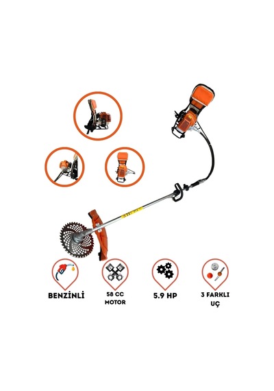 Çelik Piston Sırt Tipi Benzinli Motorlu Ot Çalı Tırpanı Çim Biçme Makinesi