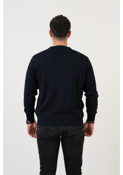 Woolen World Düğmeli Çift Cepli Nokta Desenli Erkek Triko Hırka 001