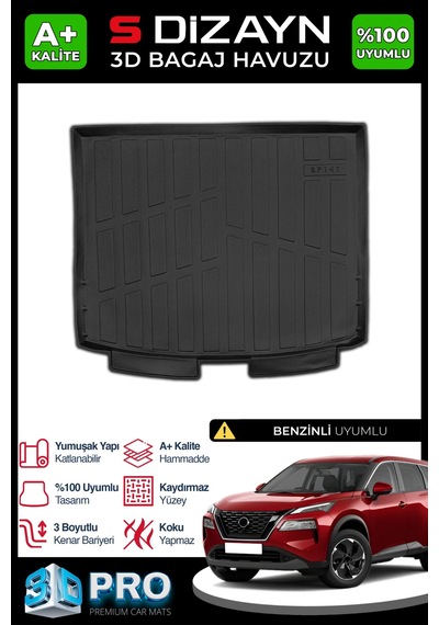 S-dizayn Nissan X-trail Benzinli 3d Pro Bagaj Havuzu 2022 Üzeri A+ Kalite