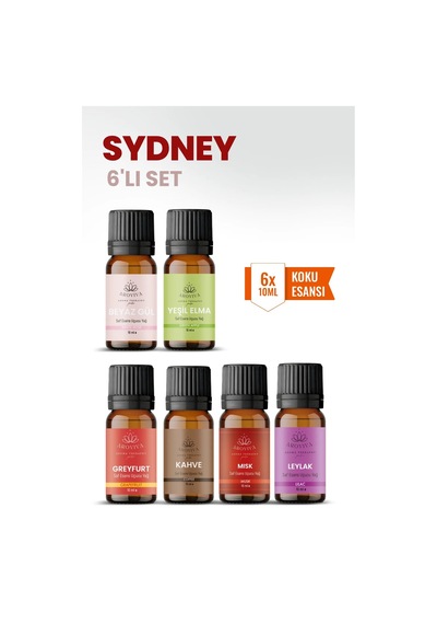 Sydney 6 Lı Oda Kokusu Seti Buhurdanlık Yağı, Difüzör Esansı Ve Esansiyel Uçucu Yağ 10ml X 6 Karışık