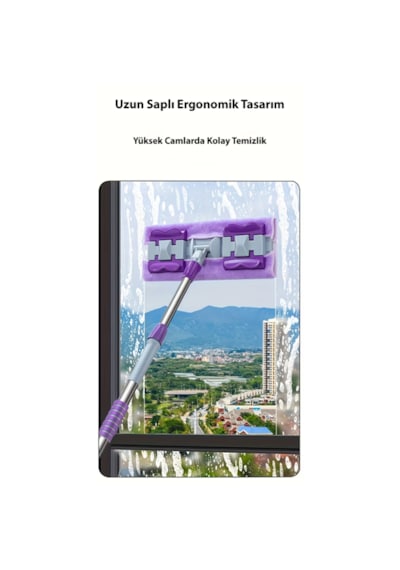 Nobera Mandallı Mop Seti + 1 Yedek Bez - Yüzey Temizleme Havlusu Uyumlu 80-125 Cm Ayarlanabilir Sap
