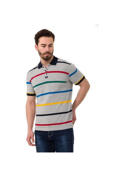 Cipo & Baxx Çizgili Polo Yaka Erkek Basic Tişört Ct749 Gre