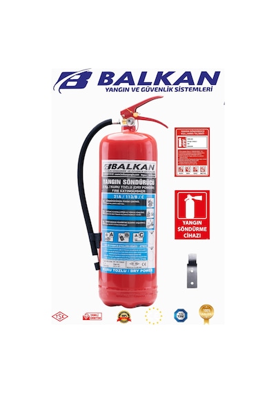 6 Kg Ruhsata Uygun 4 Yıl Tozlu Yangın Tüpü Set Talimat-levha-askı