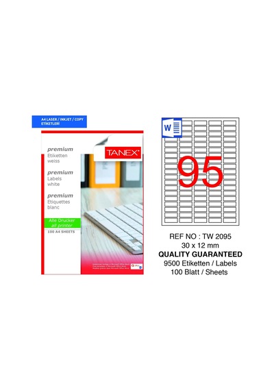 Tanex Tw-2095 30x12mm 100 Lü Lazer Etiketi
