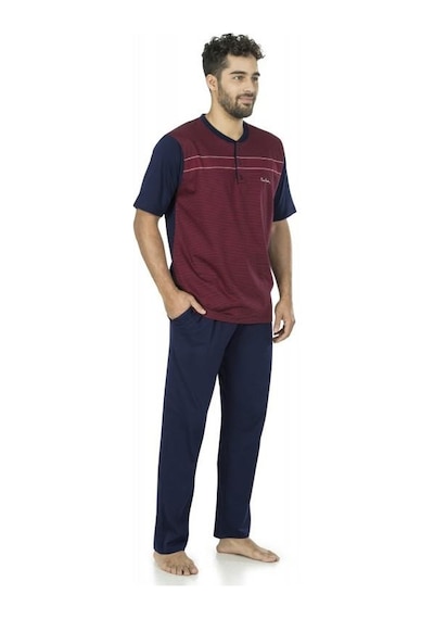 Pierre Cardin 5452 Erkek Pamuk Jakarlı 3'lü Pijama Takım Bordo