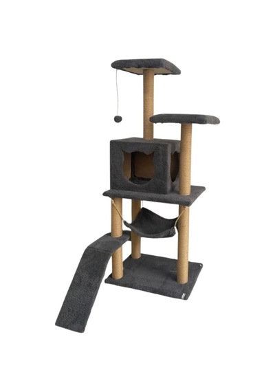 Pet S9 Kedi Tırmalama Kulesi Platformlu 124 Cm Antrasit