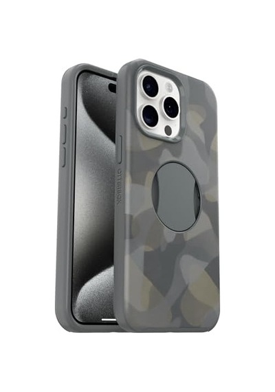 15 Pro Max Sadece Ottergrip Simetri Serisi Kılıf - Demir Camo Gri , Dahili Tutuş, Şık Kılıf, Magsafe&apos E Oturur, Yükseltilmiş Kenarlar Kamera Ve Ekranı Korur