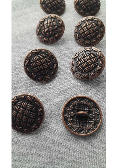 Antık Bakır Metal Düğme 23 Mm 6 Adet