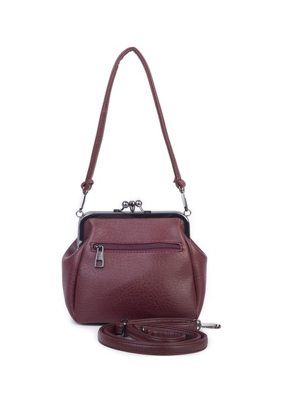 Nas Bag Mini Vintage Burslu Klipsli Kadın Omuz Ve Çapraz Çanta Bordo Victoria 20x17 Cm