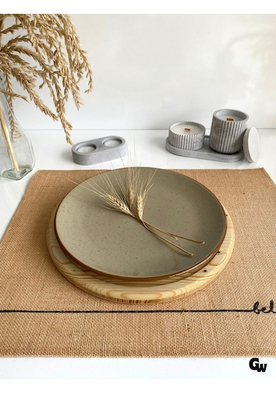 Yuvarlak Doğal Ahşap Sunum Tabağı Çukur Ahşap Sunumluk Beyaz Çam Çap:28cm