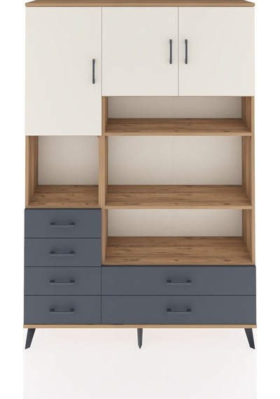 Arges Dolap 9 Raflı 6 Çekmeceli 3 Kapaklı 132x30x195 Çam-aytaşı/antrasit Aytası/antrasıt Arges Dolap 9 Raflı 6 Çekmeceli 3 Kapaklı 132x30x195 Çam-aytaşı/antrasit Aytası/antrasıt