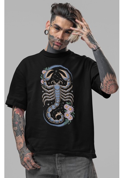Sevbano Scorpions Rock Metal Müzik Grubu Ön Baskılı Unisex Oversize Tişör Siyah