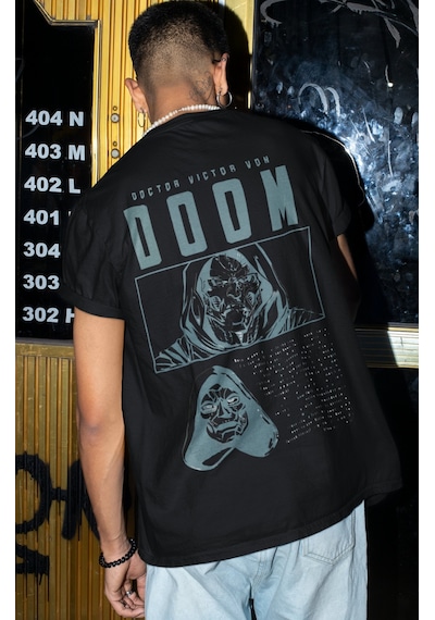 Doctor Doom Süper Film Kahraman Sırt Baskılı Unisex Oversize Tişö Siyah