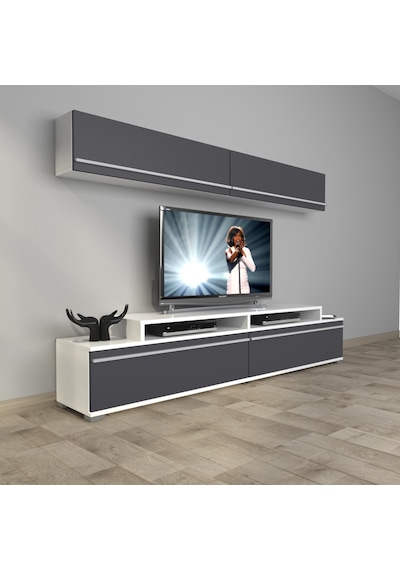 Decoraktiv Ekoflex 5 Mdf Tv Ünitesi Tv Sehpası Beyaz - Antrasit