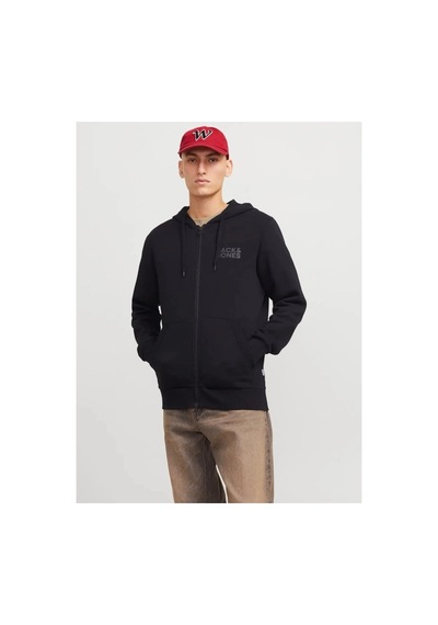 Jack & Jones Jack&jones 12265177 Jjecorp Logo Sweat Zıp Hood Black Sweat Siyah