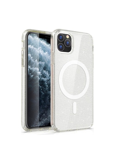 Apple Uyumlu iPhone   11 Kılıf   Magsafe Şarj Özellikli Parlayan Simli Saydam Renkli Allstar Kapak