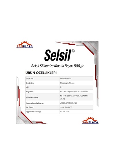 Selsil Silikonize Mastik Beyaz 500 Gr 52083 1