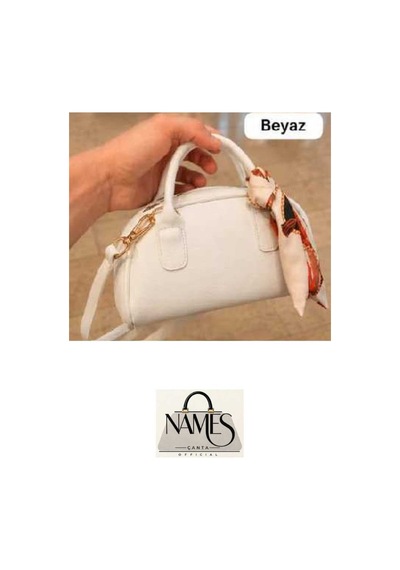 Names Bag Fularlı Mini El Ve Omuz Çantası Beyaz