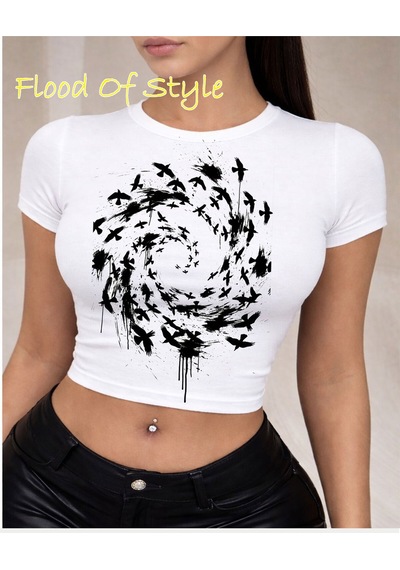Flood Of Style Beyaz Babby Tee Kuşlar Özel Tasarım