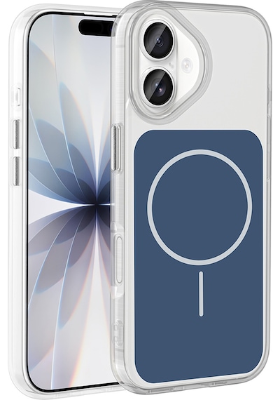 Apple Uyumlu iPhone 17 Kılıf Metal Buton Tasarımlı Zore İkonik Sert Silikon Kapak Mavi