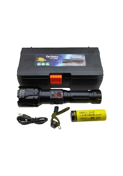 Fy-t288 50w 5000 Lümen Ultra Parlak Şarjlı El Feneri 1.5 Km Menzilli, Powerbank Özellikli