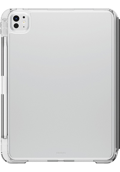 Apple Uyumlu iPad  Pro 11 2025 M5 Kılıf Skinarma Kalemlikli Arkası Şeffaf Standlı Magnetik Zeta Kılıf Gri Kapaklı Kılıf