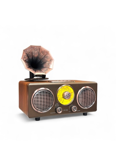 Rt-748a Nostaljik Gramafon Görünüm Radyo,şık Tasarım Ahşap Trend Nostalji Radyo
