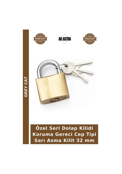Özel Seri Dolap Kilidi Koruma Gereci Cep Tipi Sarı Asma Kilit 32 Mm