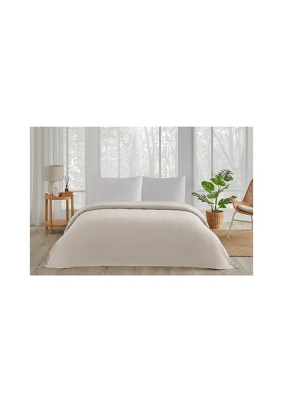 Çift Kişilik Pike Örtü 200x220 Cm Krem