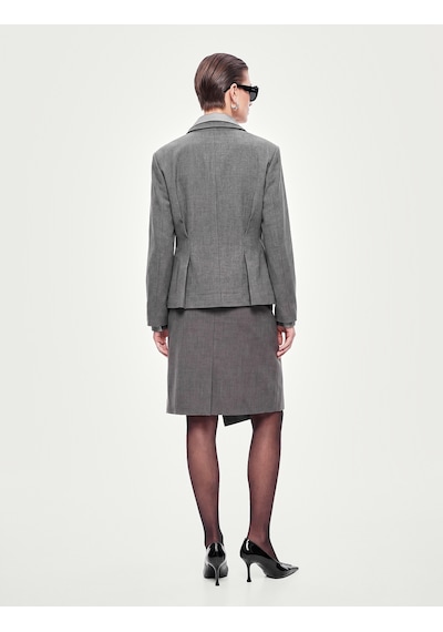 Koton Çift Cepli Klasik Yaka Uzun Kollu Peplum Kesim Pileli Blazer Ceket Gri 7wak50123uw