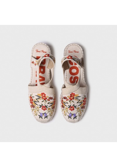 Toni Pons Montjoı Dalia Kadın Bej Çiçek Desen Dolgu Topuk Espadril 1tonw2025085 Bej-kırmızı Bej - Kırmızı